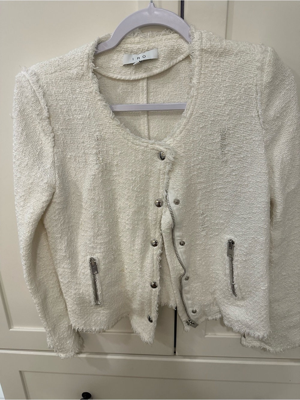 IRO Cream Bouclé Snap & Zip Jacket